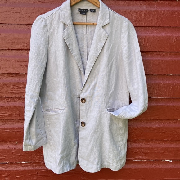 Tahari Notched Lapel Two Button Linen Blazer Women's Size XS - Picture 8 of 8